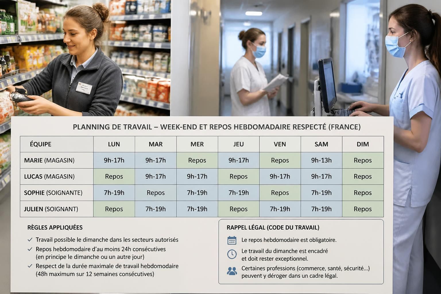 découvrez ce que dit la loi sur le travail le week-end, les règles concernant le repos et les conditions de majoration salariale pour les heures effectuées durant ces jours.